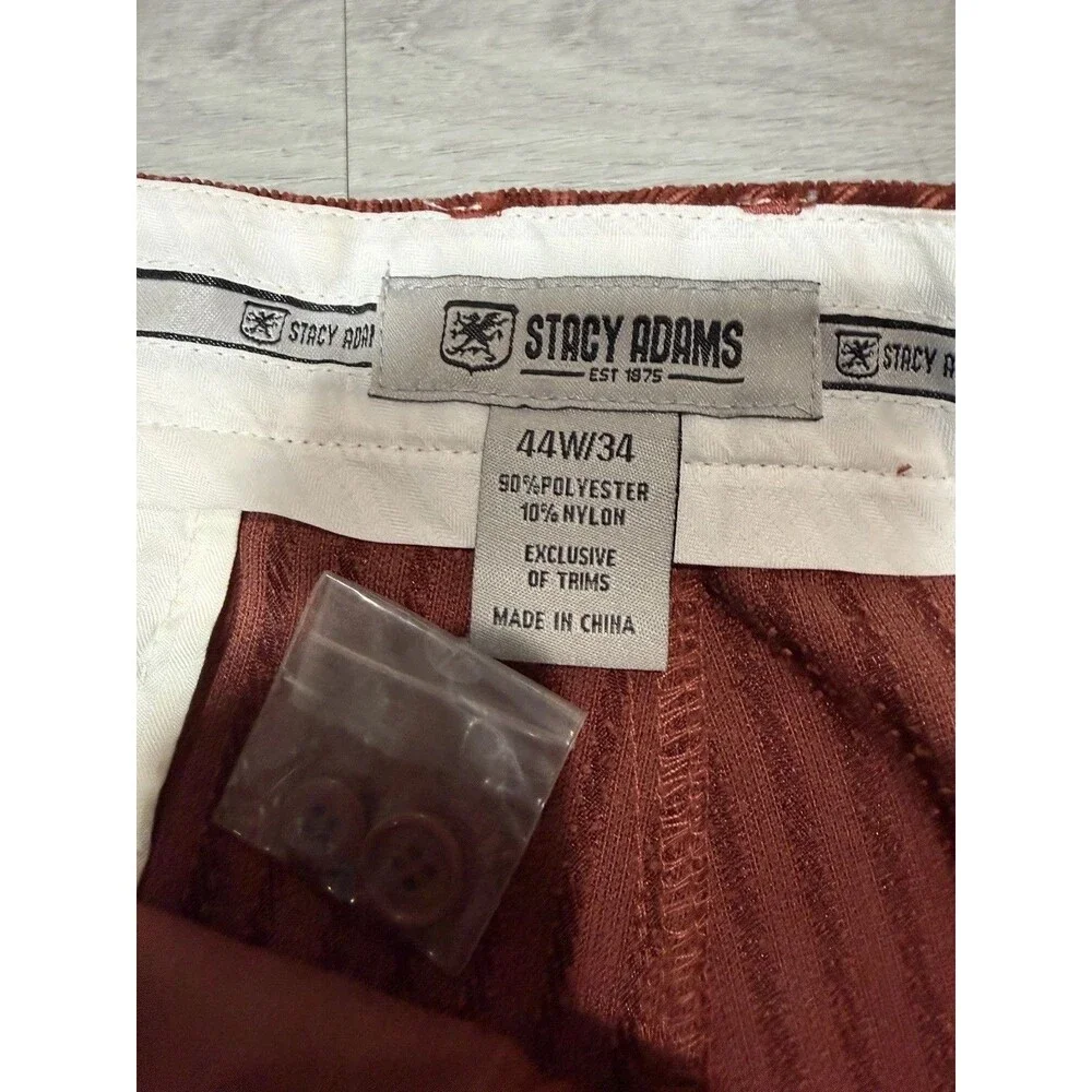 Stacy Adam’s Mens Jacket And Pants Set Rust Corduroy Zip Pockets Lined Size 3XL